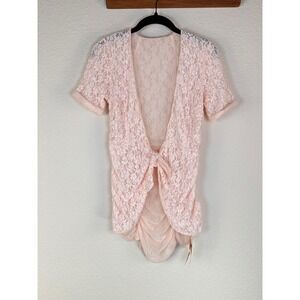 Free People We Are HAH All Tied Up Lace Top Reversible Pink Tie Front Ruched XXS